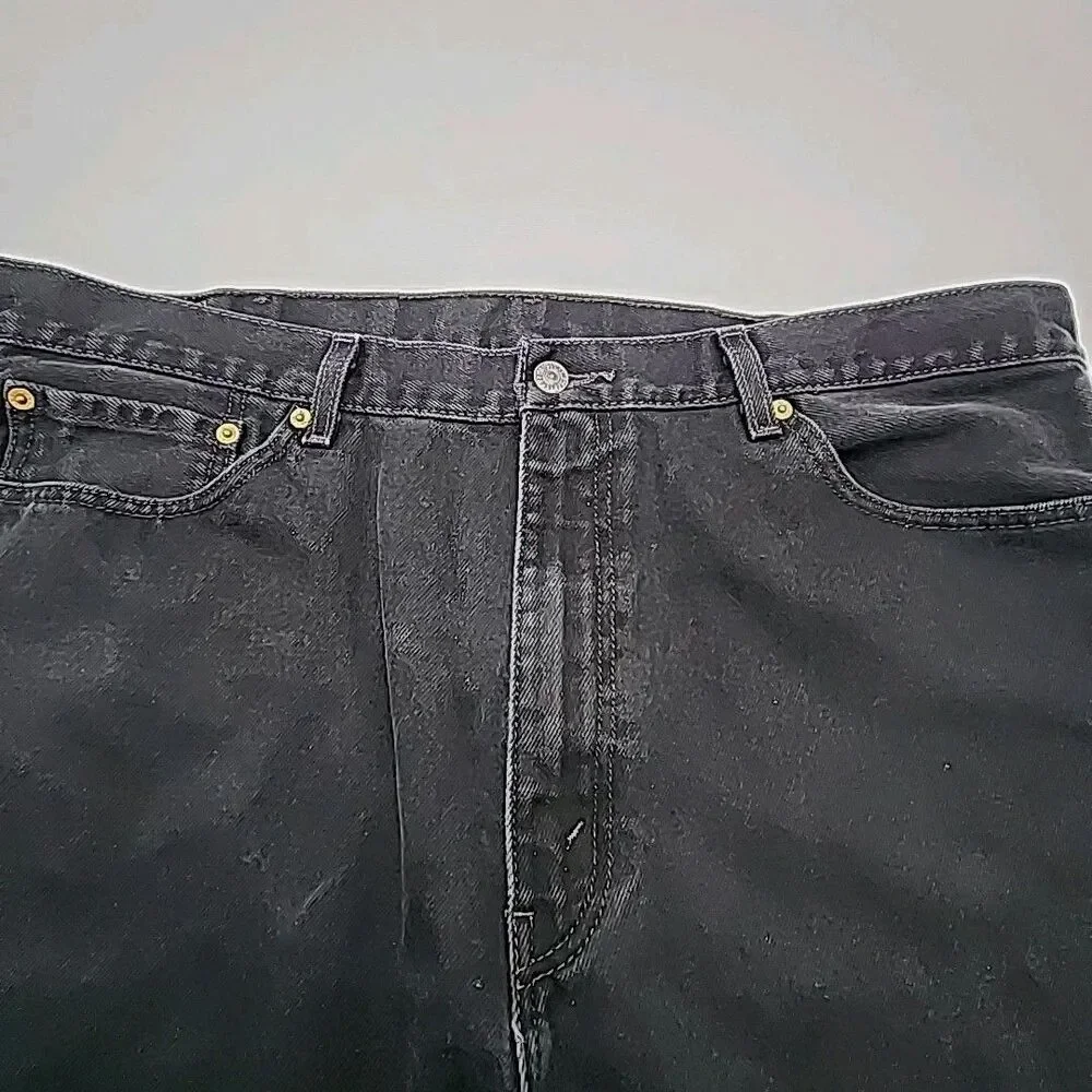 Levi's 505 Denim Jeans Black Wash Men Sz 42 x 30 Red Tab Cotton Regular Fit Zip